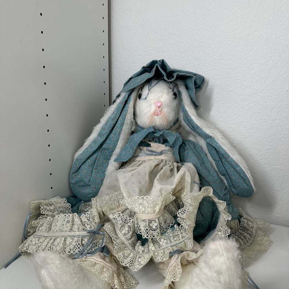 Vintage Blue and white bunny doll